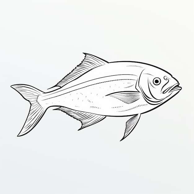 Ilustração monocromática de peixes em fundo branco