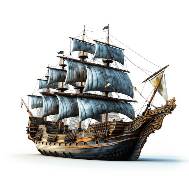 Ilustração mostrando o isolamento do navio pirata de uma forma perfeita e envolvente