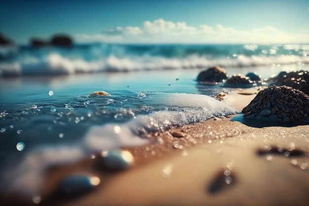 Ilustração natural azul da praia e do fundo do oceano AI Generative