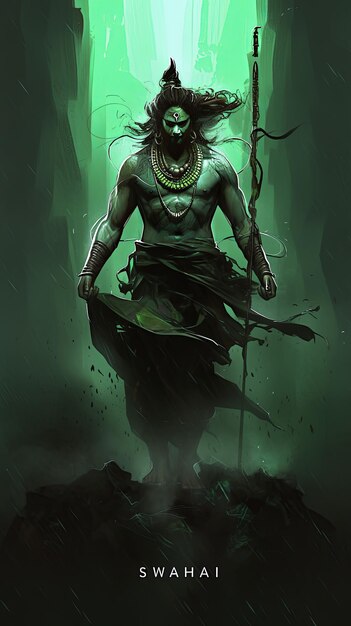 Ilustração Índia Maha Shivratri em verde