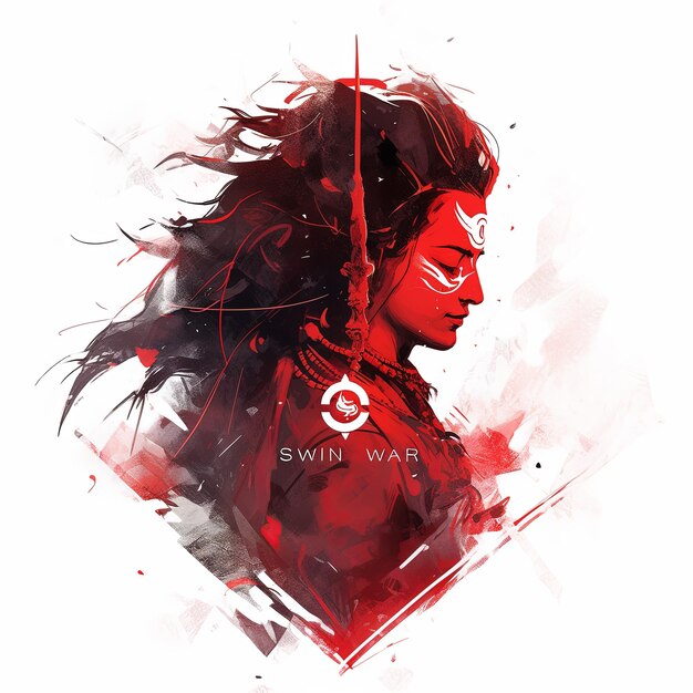 Ilustração Índia Maha Shivratri em vermelho