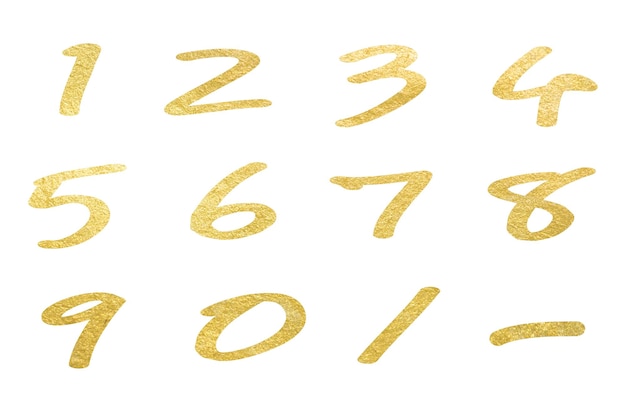 Ilustração Números de ouro Conjunto de símbolos de números