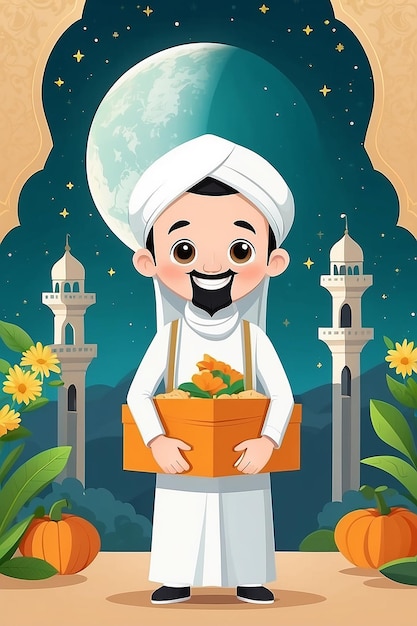 Ilustração orgânica plana do Eid al-Fitr e do Eid Mubarak