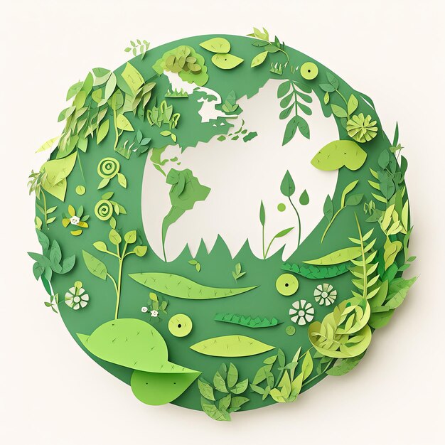 Ilustração papel do Dia da Terra cortado em verde