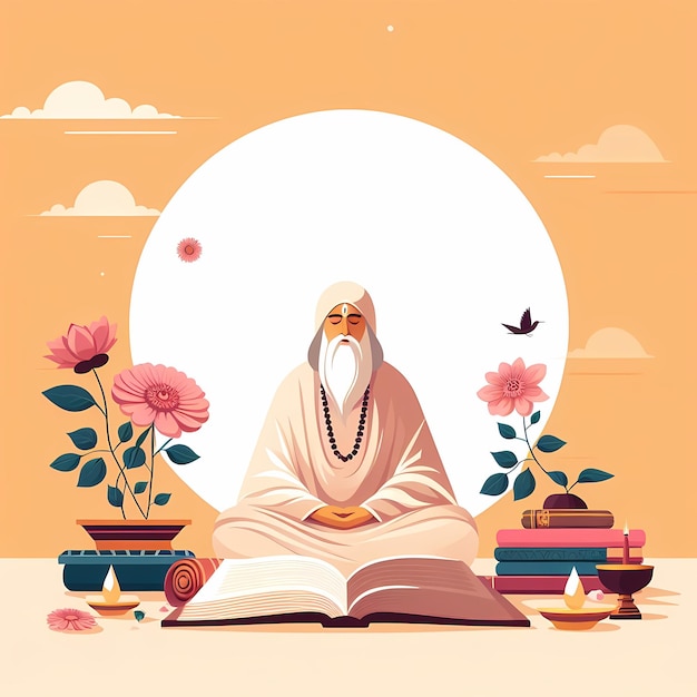 Ilustração para Guru Purnima em estilo plano