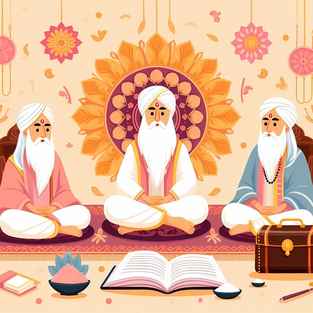 Ilustração para Guru Purnima em estilo plano