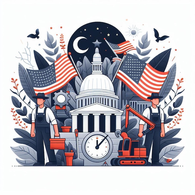 Ilustração para o Dia do Trabalho Estados Unidos 12