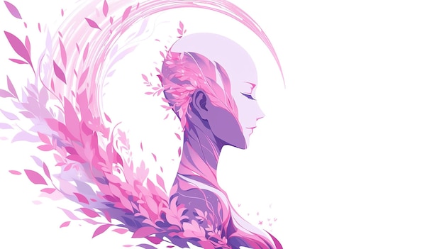 Ilustração para o mês de conscientização sobre o câncer de mama gerado por IA