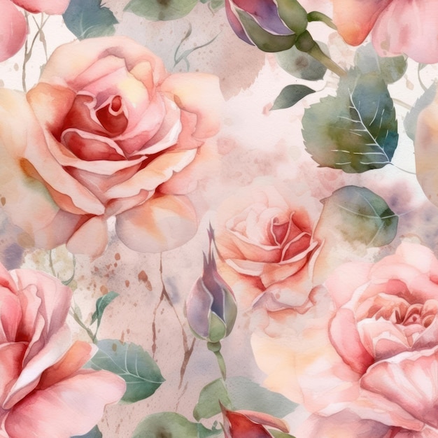 Ilustração perfeita em aquarela de uma rosa cercada por folhagem delicada