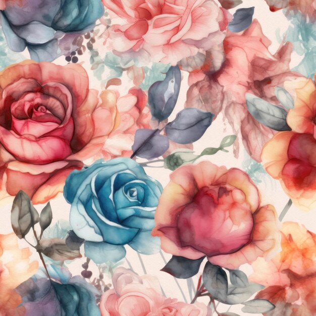 Ilustração perfeita em aquarela de uma rosa cercada por folhagem delicada