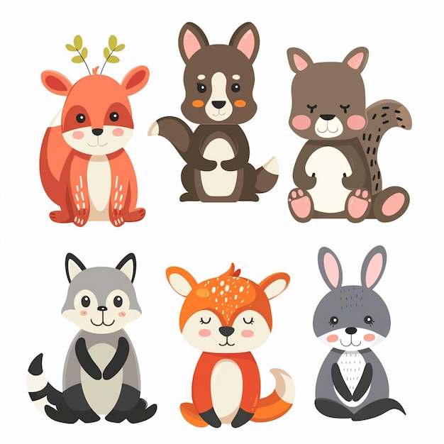 Ilustração personagem vetor animal bonito desenho animado set design feliz bebê gráfico engraçado é