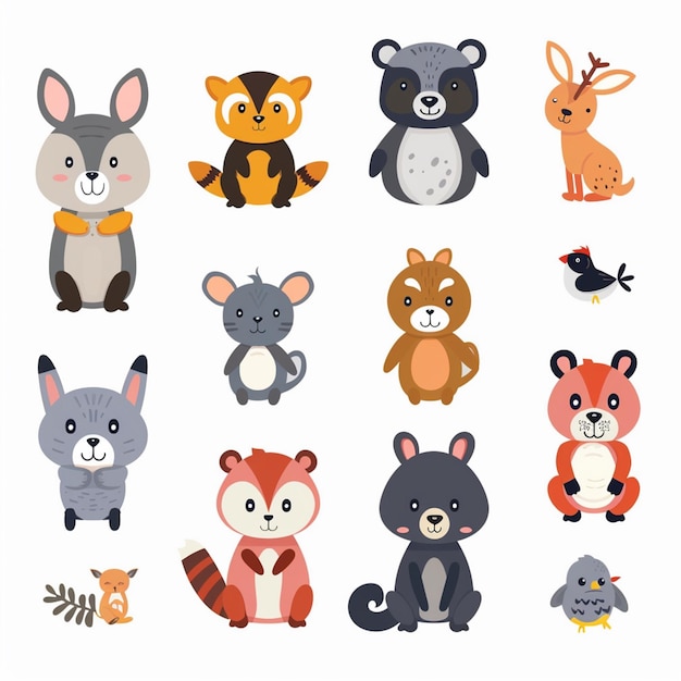 Ilustração personagem vetor animal bonito desenho animado set design feliz bebê gráfico engraçado é