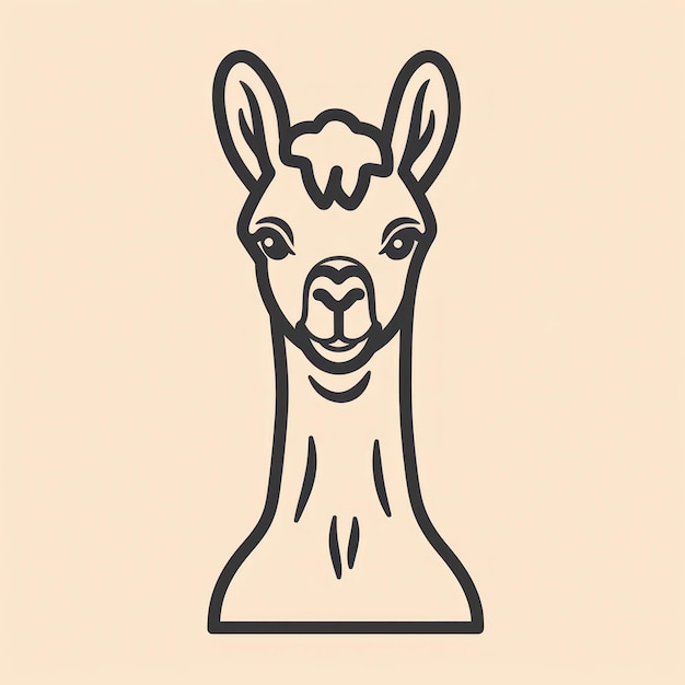 Foto ilustração plana arte de linha mínima linha preta de alpaca