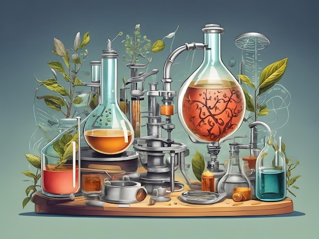 Ilustração plana da biotecnologia