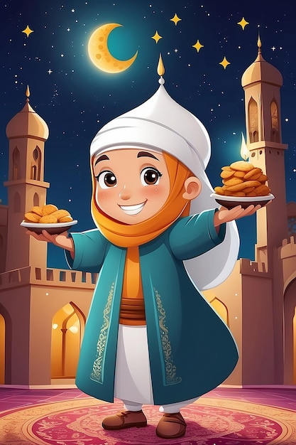Ilustração plana da celebração do Ramadã