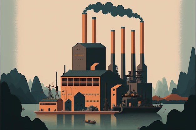 Ilustração plana da China industrial