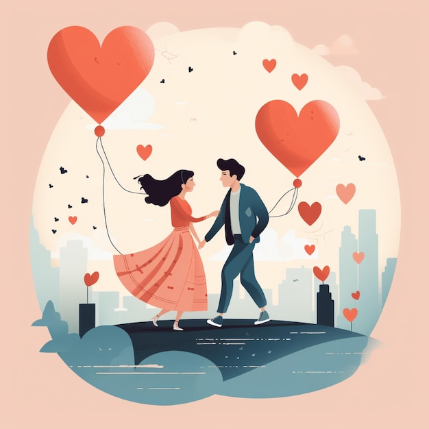 Ilustração plana de casal se apaixonando perfeito para criar banner ou panfleto sobre namorada nacional