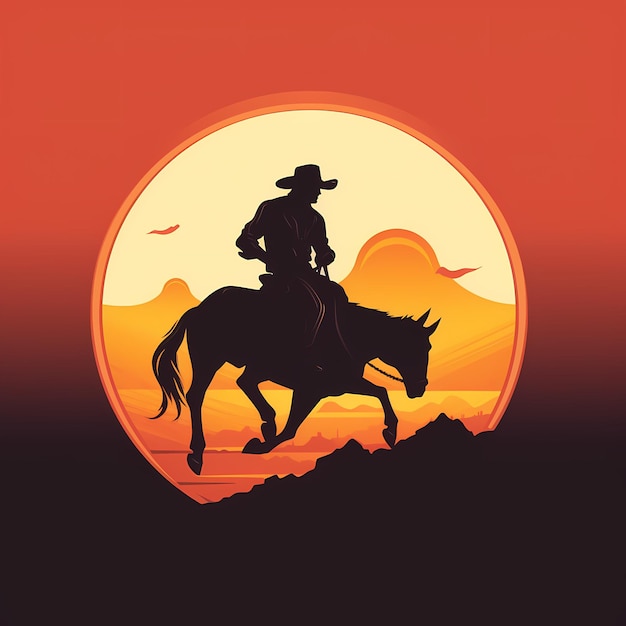 Foto ilustração plana de cavalo de passeio de cowboy design de camiseta