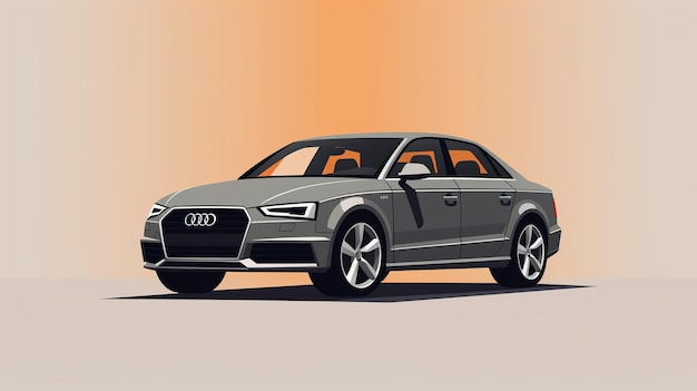 Ilustração plana de desenho animado único Audi A4 Generative ai