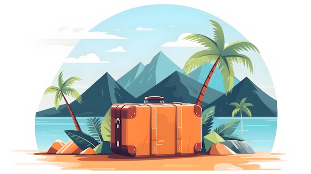 Ilustração plana de marcas turísticas populares e itens relacionados a viagens no Dia Mundial do Turismo