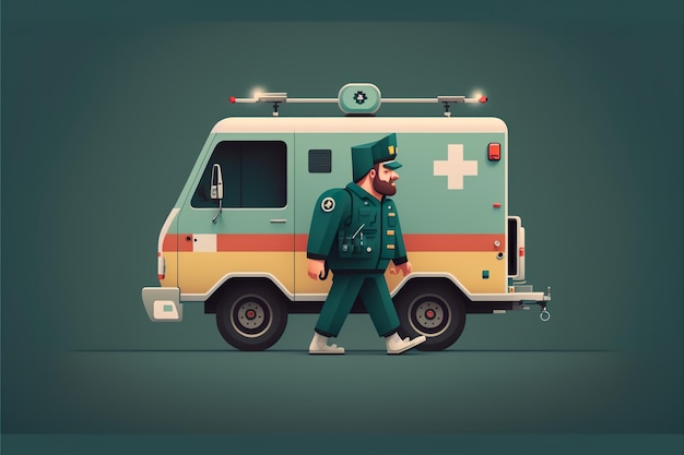 Ilustração plana de paramédico