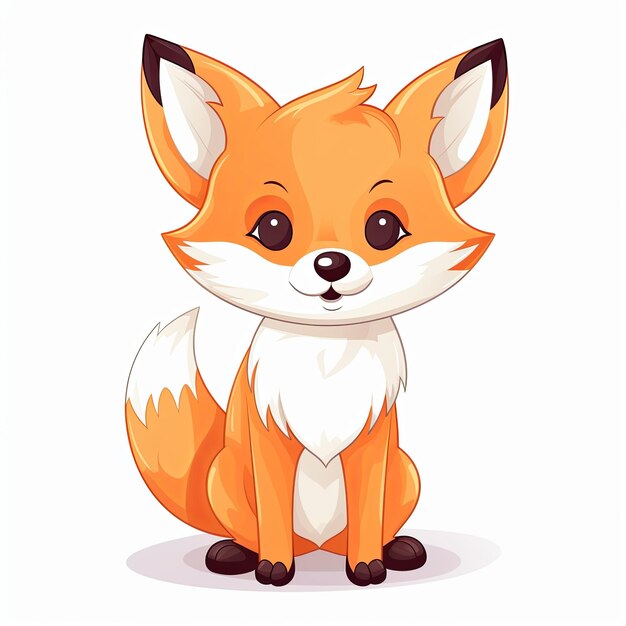 Foto ilustração plana de personagem simpático, agradável e amigável de raposa com fundo branco