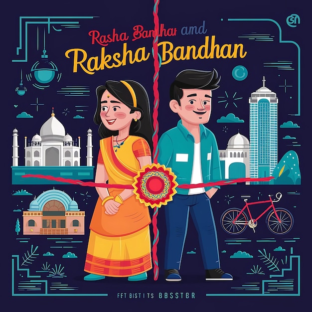 Ilustração plana de Raksha Bandhan