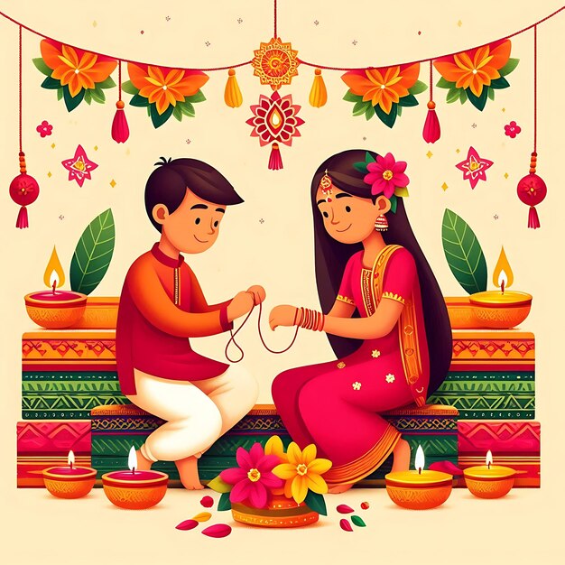 Ilustração plana de Raksha Bandhan