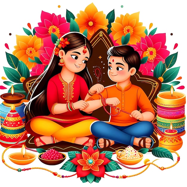 Ilustração plana de Raksha Bandhan