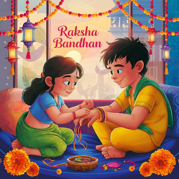 Ilustração plana de Raksha Bandhan