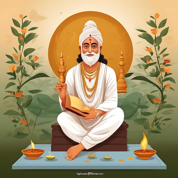 Ilustração plana de Tulsidas Jayanti