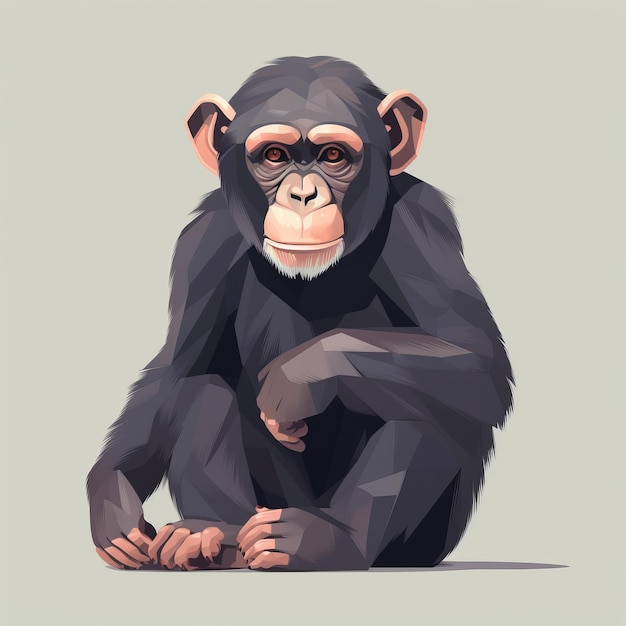 Ilustração plana de um chimpanzé em toda a sua glória