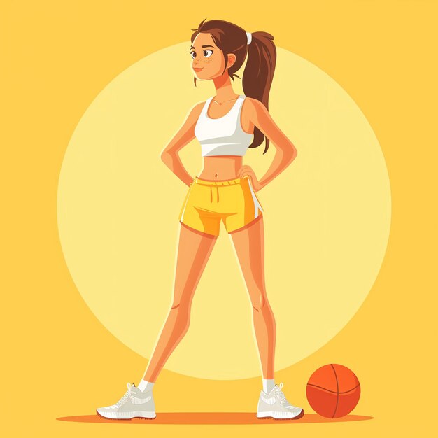 Ilustração plana de uma menina atlética