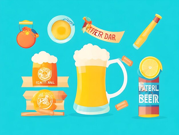 Ilustração plana do dia internacional da cerveja gerada por IA