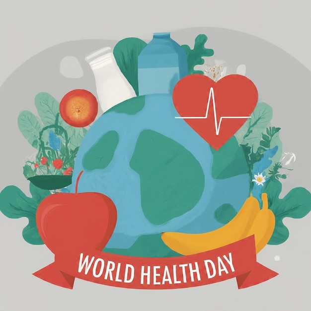 Foto ilustração plana do dia mundial da saúde
