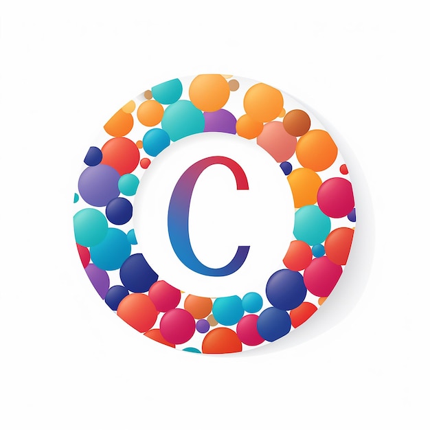 Ilustração plana genérica design de logotipo colorido com a letra c no centro do círculo