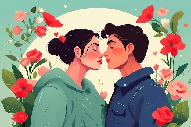 Ilustração plana orgânica do Dia Internacional do Beijo