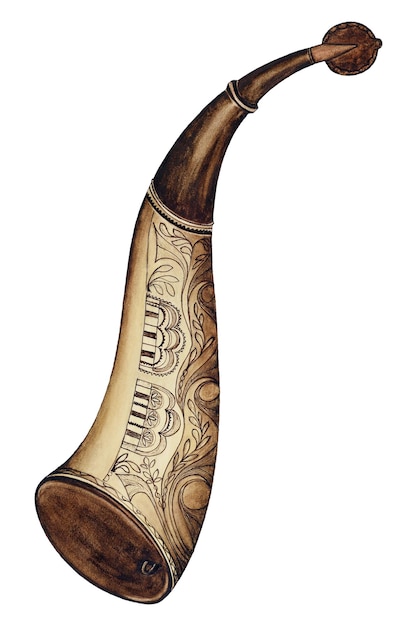 Ilustração png de chifre de pó vintage remixada da obra de William McAuley