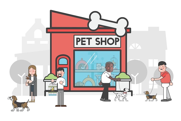 Ilustração png de loja de animais de estimação fundo transparente
