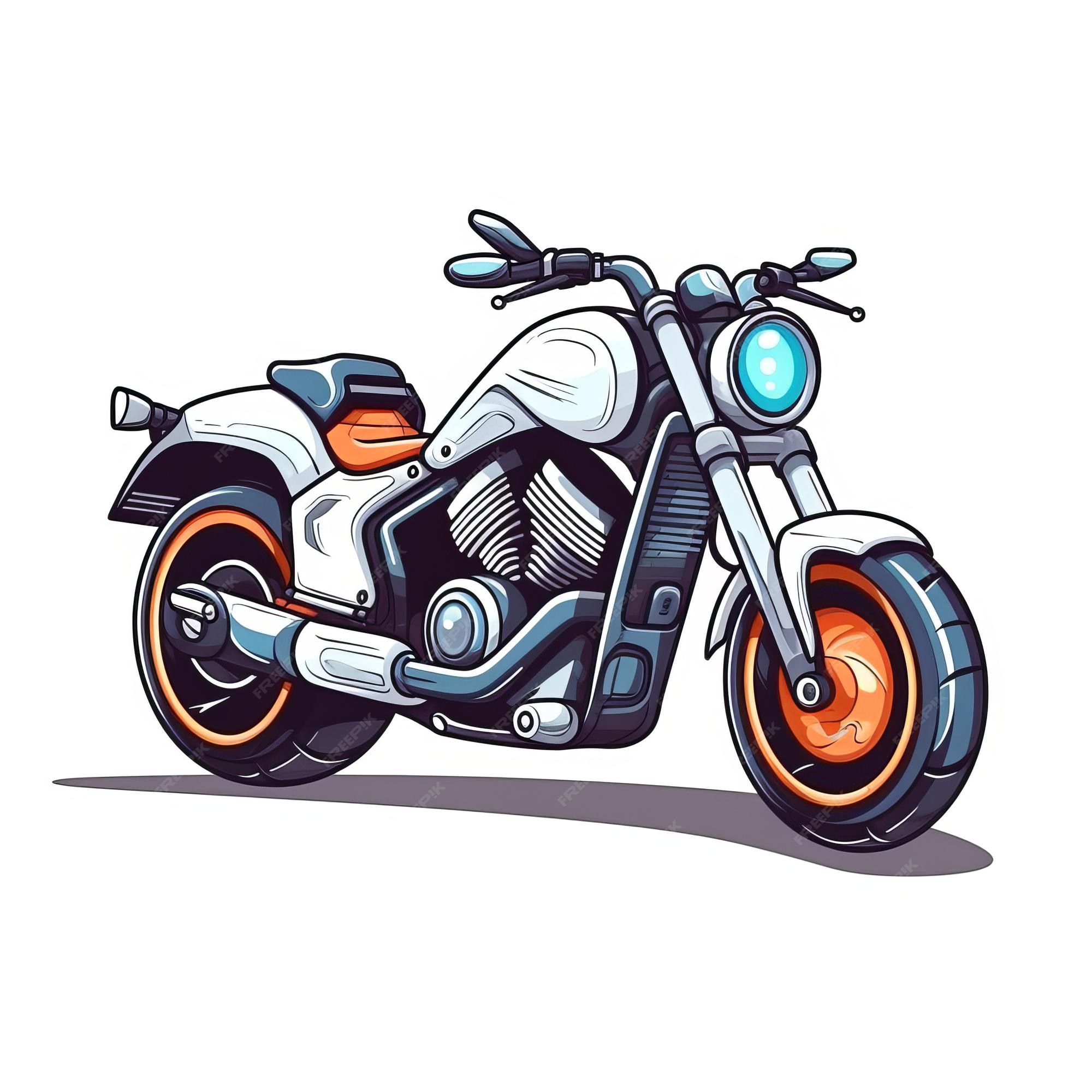 Ilustração de veículo colorido de desenho animado de motocicleta