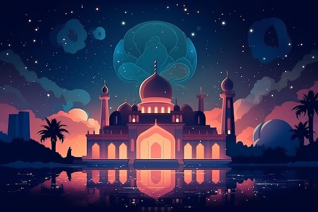 Ilustração Ramadan Kareem Eid Mubarak