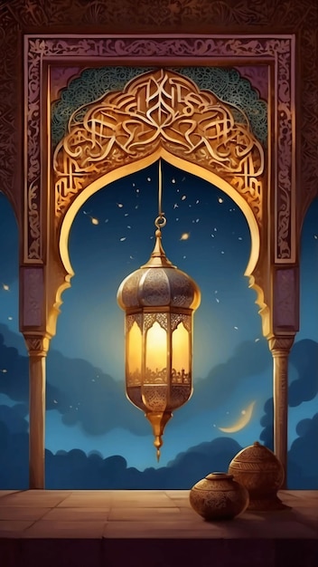 Ilustração Ramadhan Kareem Ilustração de design de bandeira do Festival Islâmico do Eid