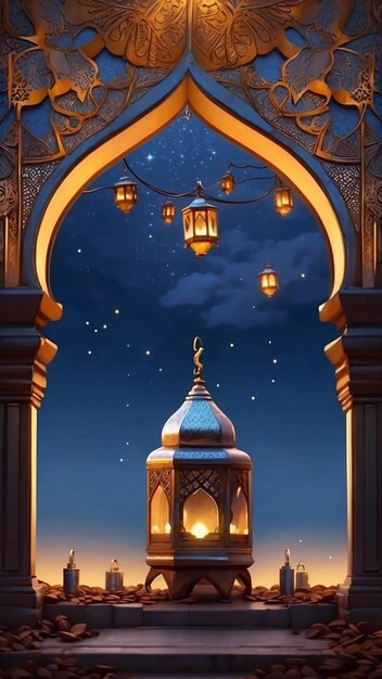 Ilustração Ramadhan Kareem Ilustração de design de bandeira do Festival Islâmico do Eid