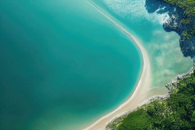 Ilustração raster da costa do oceano Ilha deserta areia branca praia verde árvores cristalinas água turquesa natureza verão eterno resort de luxo Conceito de paisagem ilustração de renderização em 3D