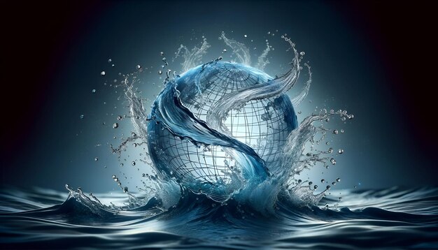 Ilustração realista de água dinâmica representando o Dia Mundial da Água