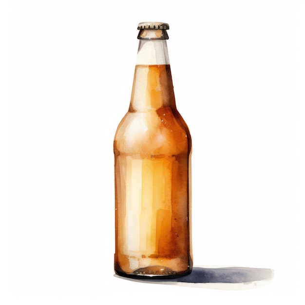 Ilustração realista de aquarela de garrafa de cerveja Lager