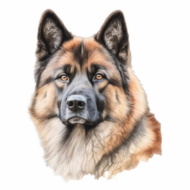 Ilustração realista de aquarela de um cão pastor alemão