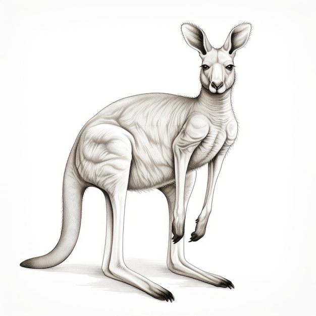 Foto ilustração realista de canguru em fundo branco