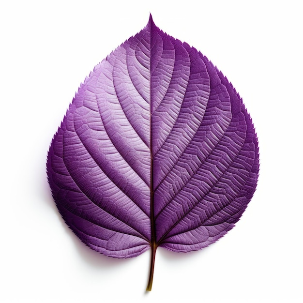 Foto ilustração realista de folha púrpura em fundo branco