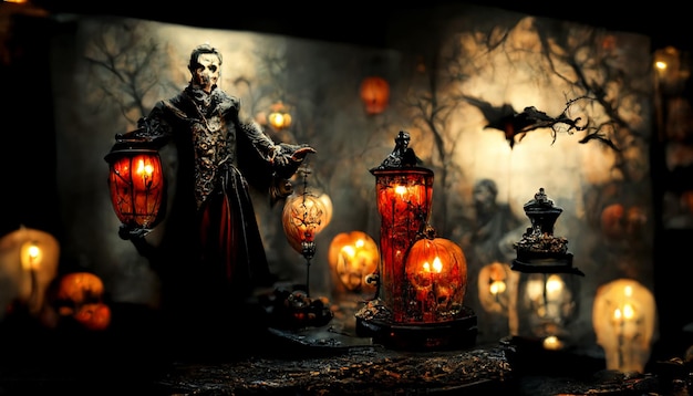 Ilustração realista de halloween. Imagens da noite de Halloween para ilustração wallpaper.3D.